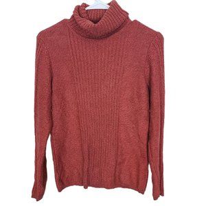 Sundance Womens M Orange Cotton Silk Blend Long Sleeves Turtleneck Sweater